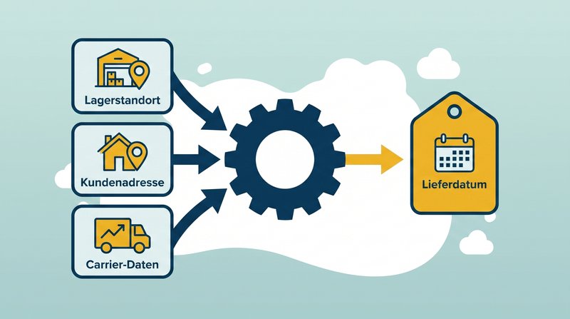 SSA-Mechanik: Lagerstandort, Kundenadresse und Carrier-Daten ergeben automatisch das Lieferdatum auf dem Amazon-Listing