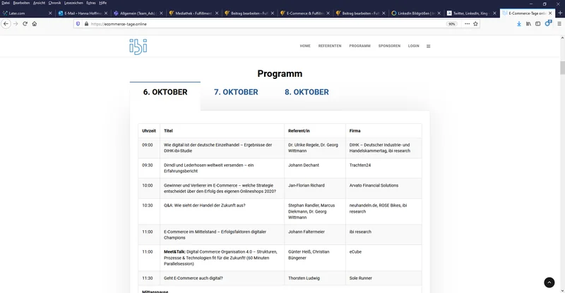 Programm der E-Commerce-Tage mit allen Vorträgen und Themenschwerpunkten