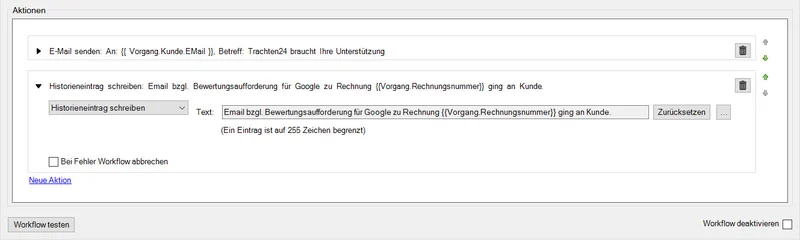 Ergebnis-Dashboard – Entwicklung der Google Bewertungen über 6 Monate